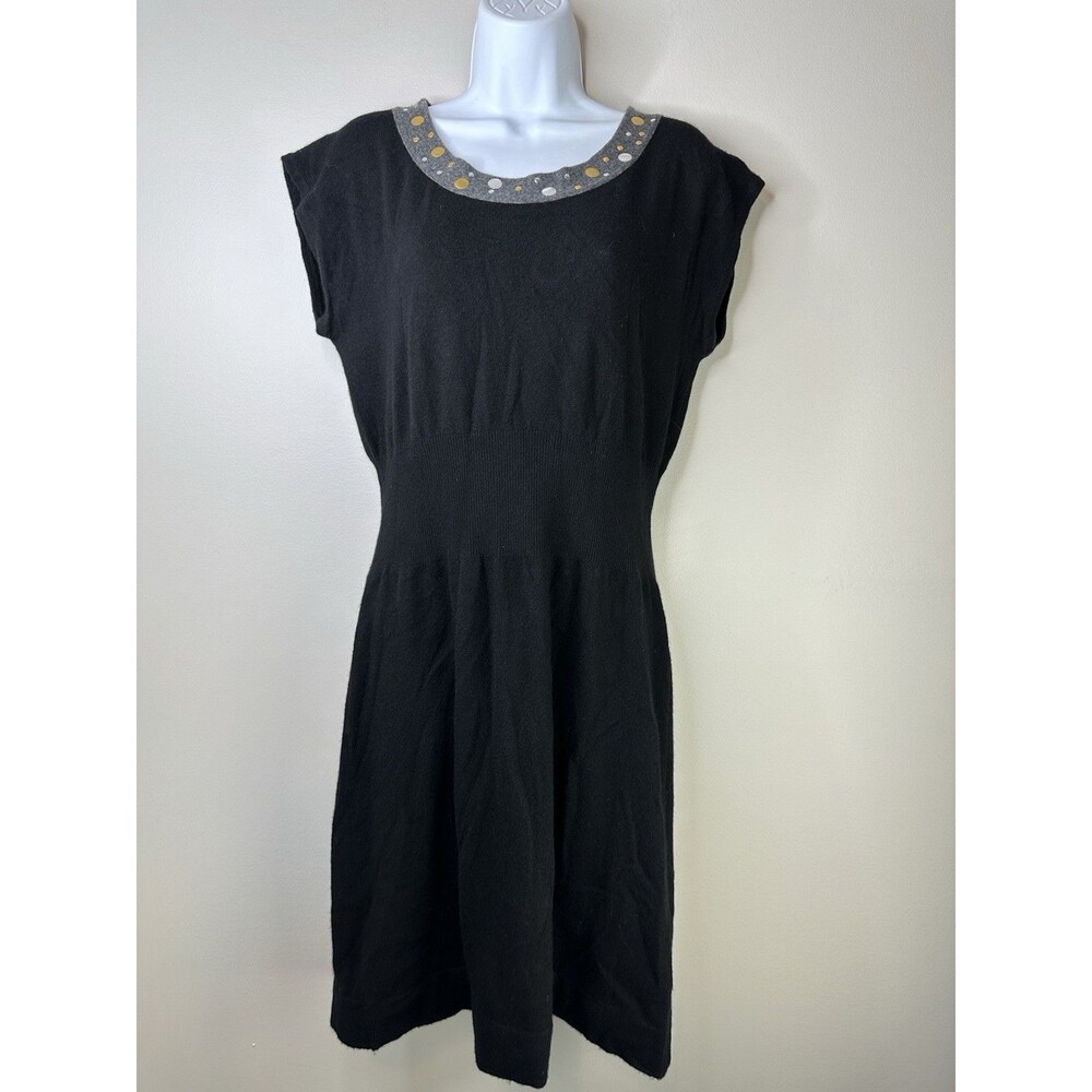 Sutton Cashmere Sweater Dress Size Large Black Stretch Embellished Luxe Modern